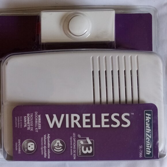 Heath Zenith White Plastic SL-7366-02 Wireless Door Chime Kit 3 Sounds NEW - Picture 1 of 4